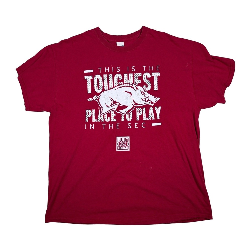 Arkansas Razorbacks Built Ford‎ Tough T Shirt Mens XL Crimson SEC Football Red